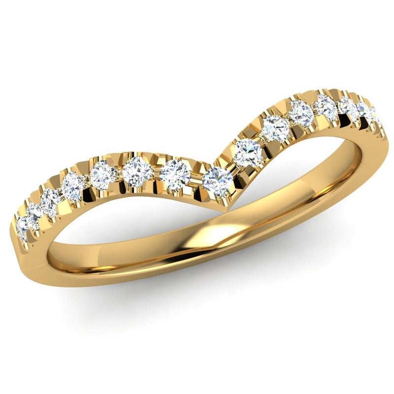 Fairtrade Yellow Gold Diamond Set Fitted Wedding Ring to fit a Pear Cut Diamond Engagement Ring