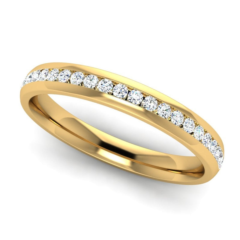 Fairtrade Yellow Gold Half Channel Set Lab Grown Diamond Wedding Ring