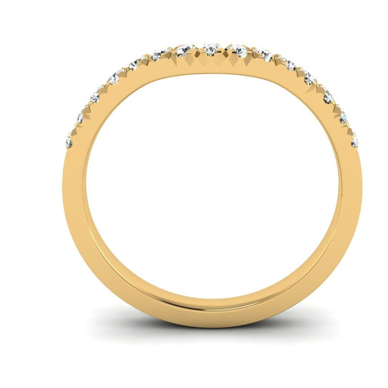 Fairtrade Yellow Gold Diamond Set Fitted Wedding Ring to fit a Round Brilliant Cut Diamond Engagement Ring
