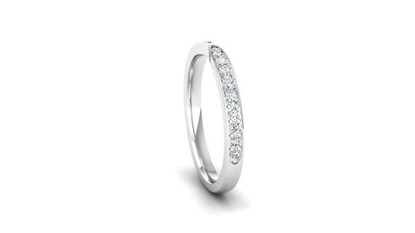 Fairtrade White Gold Tapered Wedding Ring with Lab Grown Diamonds