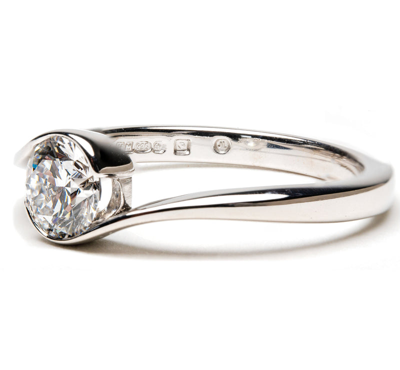 Ethically Sourced Platinum Crossover Solitaire Engagement Ring