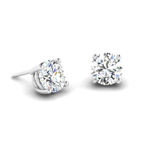 Ethically Sourced Platinum Lab Grown Round Brilliant Cut Diamond Stud Earrings