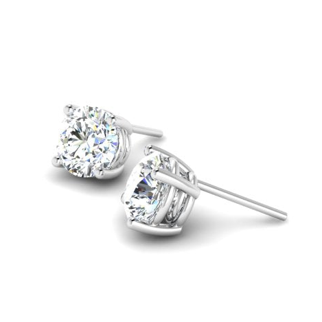 Ethically Sourced Platinum Lab Grown Round Brilliant Cut Diamond Stud Earrings