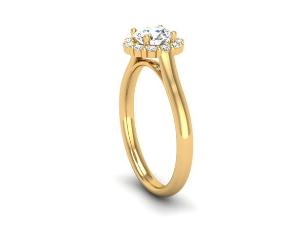 Fairtrade Yellow Gold Round Brilliant Cut Lab Created Diamond Halo Engagement Ring