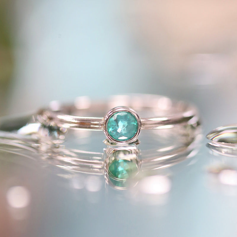 Ethically-sourced Platinum Solitaire Aquamarine March Birthstone Ring