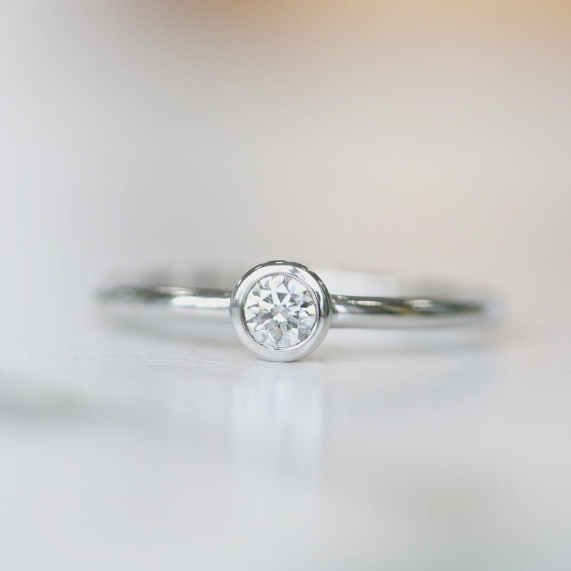 Ethically-sourced Platinum Solitaire Lab-created Diamond April Birthstone Ring