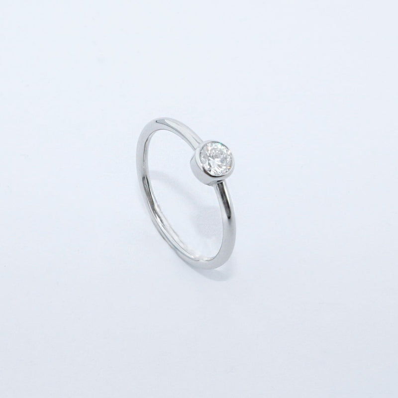 Fairtrade White Gold Solitaire Lab-created Diamond April Birthstone Ring