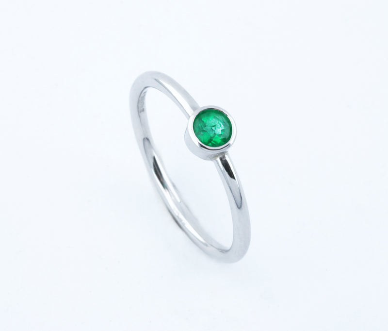 Fairtrade Silver Solitaire Emerald May Birthstone Ring