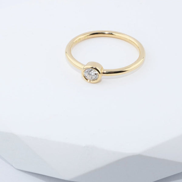 Fairtrade Yellow Gold Solitaire Lab-created Diamond April Birthstone Ring