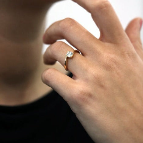 Ethically Sourced Platinum Crossover Solitaire Engagement Ring