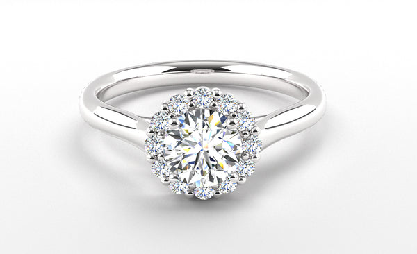Ethically Sourced Platinum Round Brilliant Cut Lab Created Diamond Halo Engagment Ring