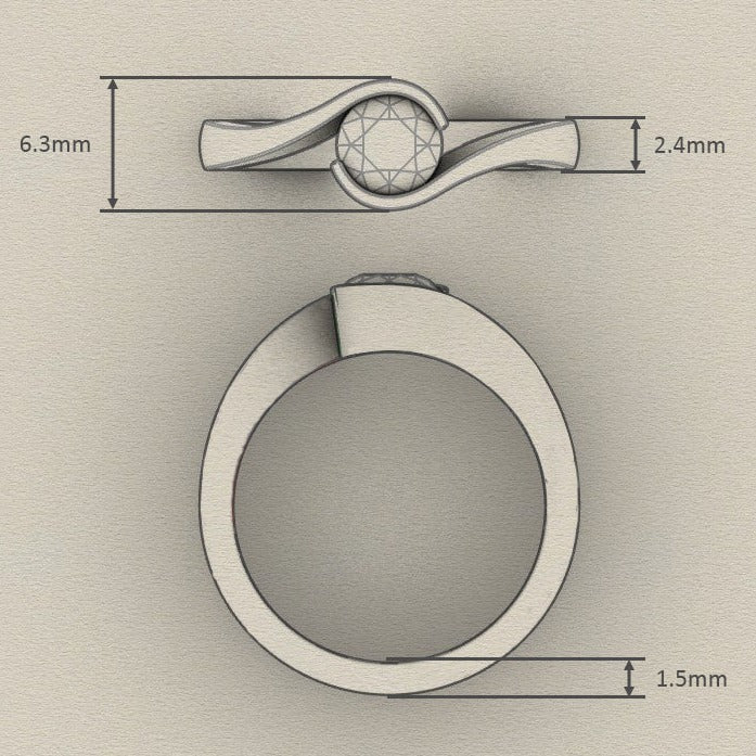 Ethically Sourced Platinum Crossover Solitaire Engagement Ring