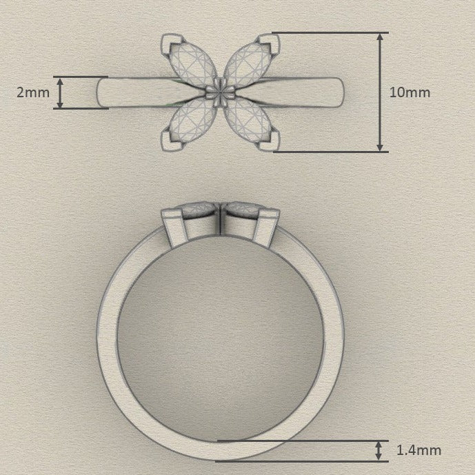 Ethically Sourced Platinum Lab Grown Diamond Petal Ring