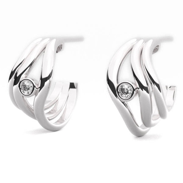 Fairtrade Silver Organic Wave Lab Grown Diamond Hoop Earrings