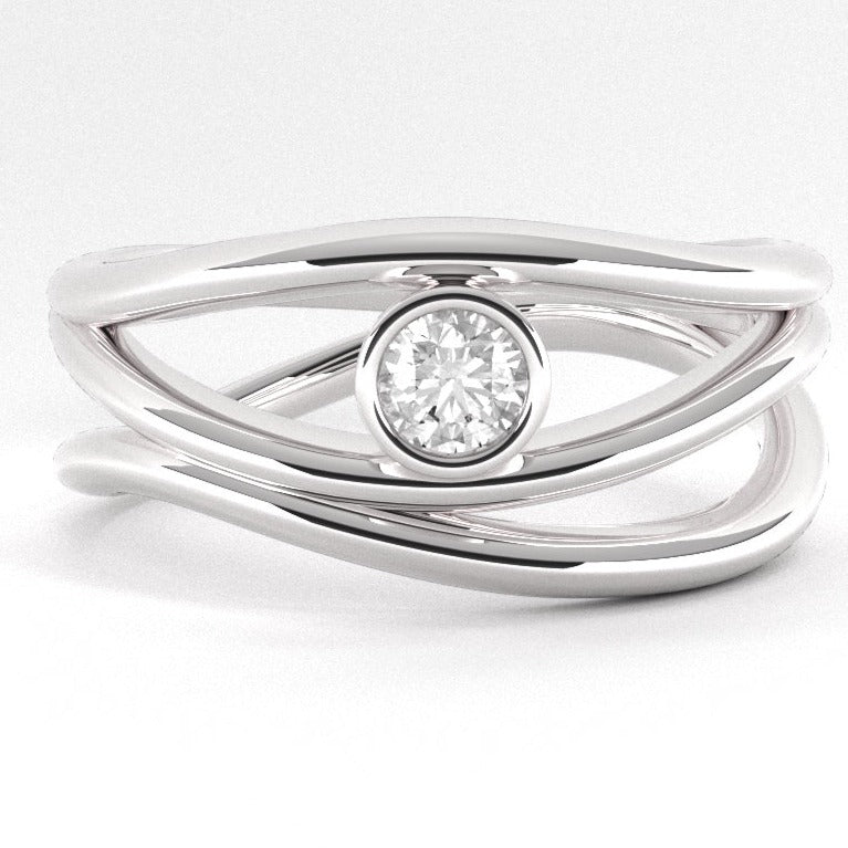 Ethically Sourced Platinum Organic Wave Lab Grown Diamond Ring