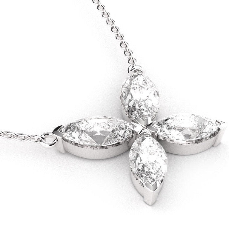 Ethically Sourced Platinum Lab Grown Diamond Petal Pendant