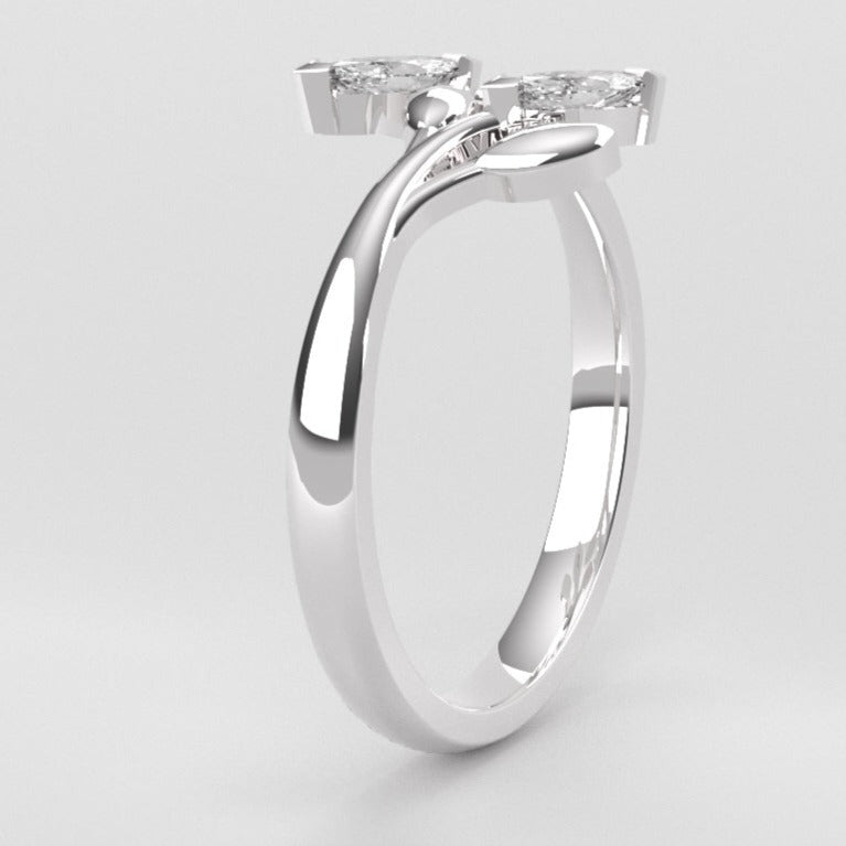 Fairtrade White Gold Lab Grown Diamond Wrap Around Leaf Ring