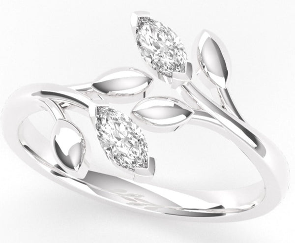 Ethically Sourced Platinum Lab Grown Diamond Wrap Around Leaf Ring