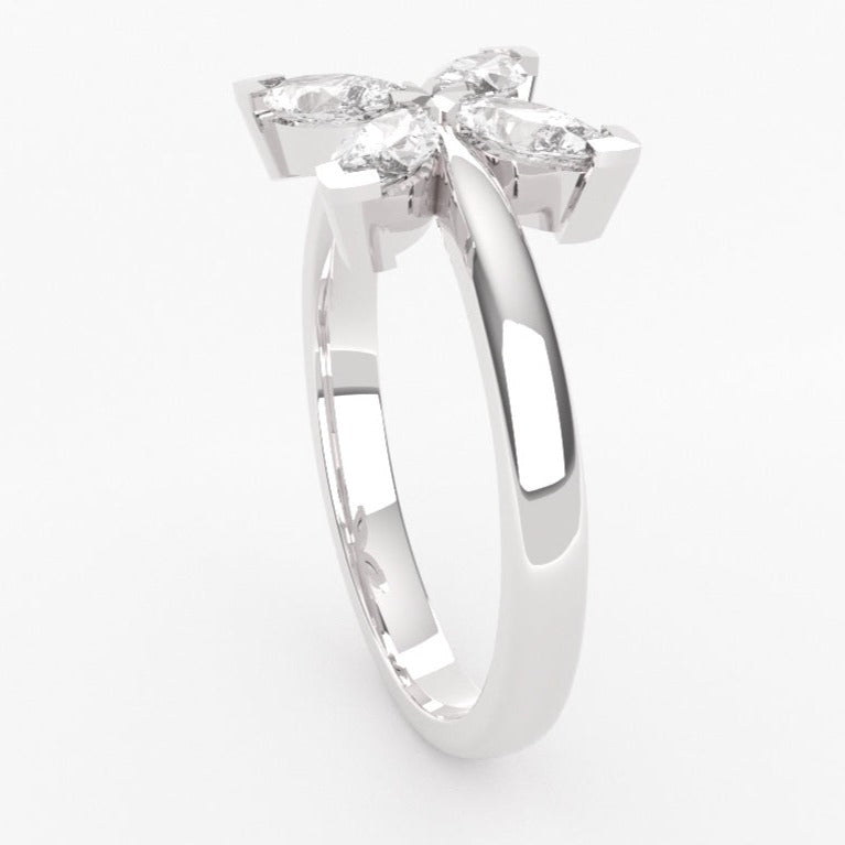 Ethically Sourced Platinum Lab Grown Diamond Petal Ring