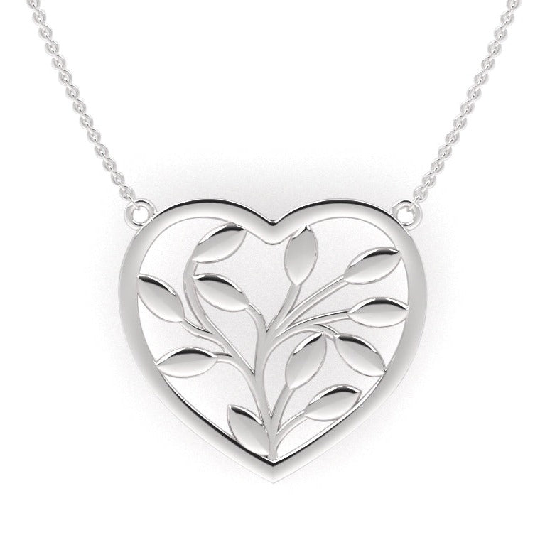 Ethically Sourced Platinum Heart Petal Pendant
