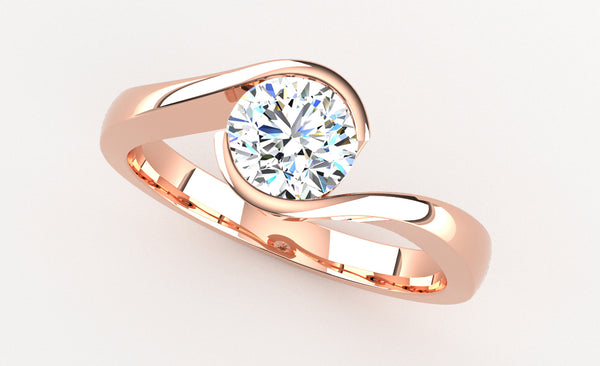 Fairtrade 9ct Rose Gold Crossover Solitaire Engagement Ring