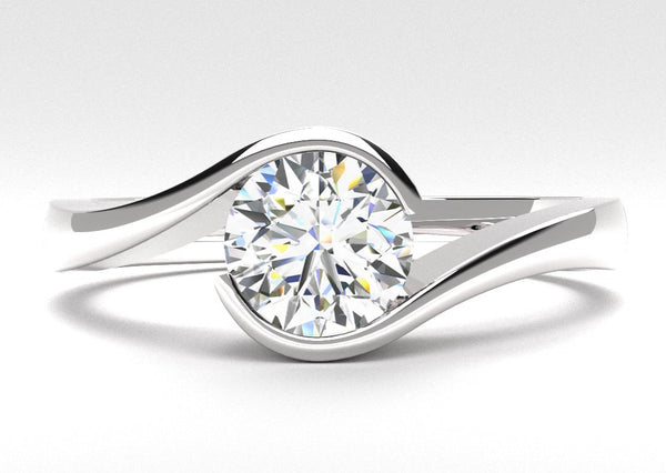 Fairtrade 9ct White Gold Solitaire Crossover Engagement Ring