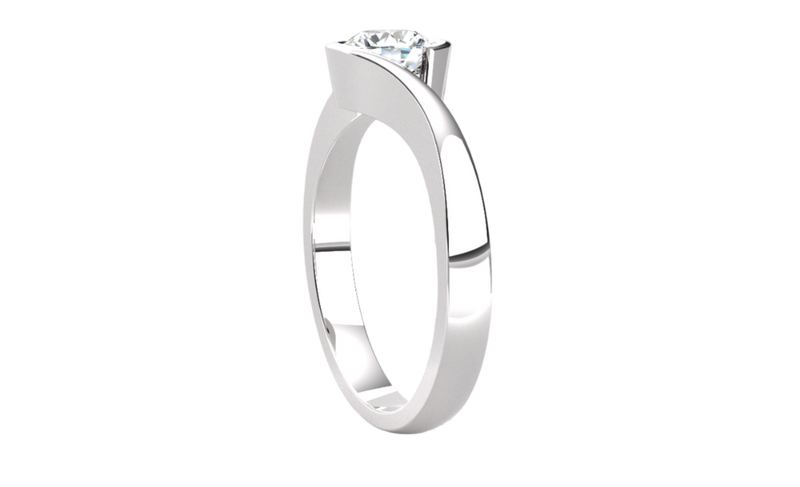 Fairtrade 9ct White Gold Solitaire Crossover Engagement Ring