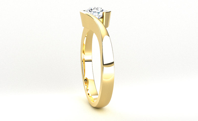 Fairtrade 9ct Yellow Gold Solitaire Crossover Engagement Ring