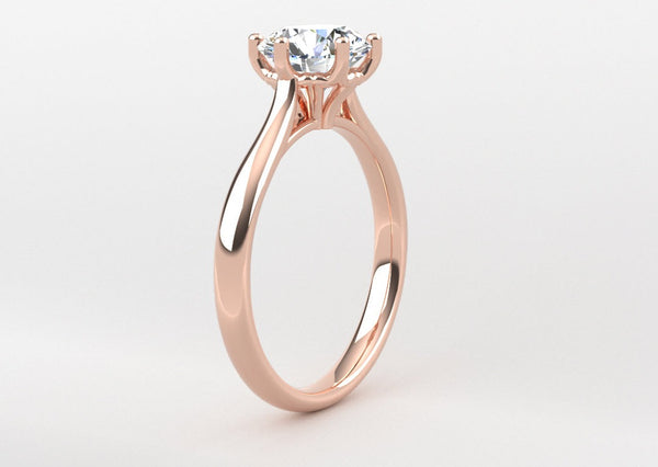 Fairtrade 18ct Rose Gold Six Claw Solitaire Lab Diamond Engagement Ring