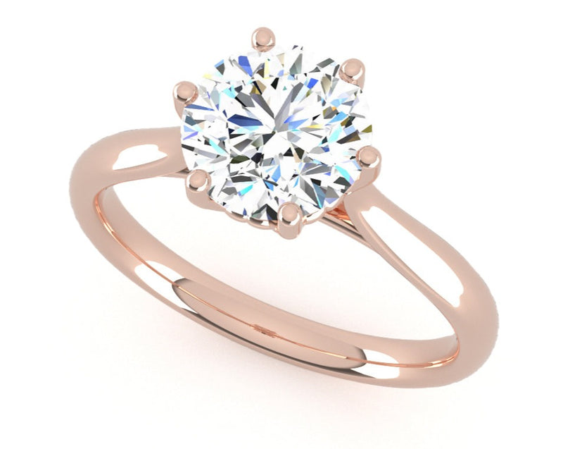 Fairtrade 9ct Rose Gold Six Claw Solitaire Lab Diamond Engagement Ring