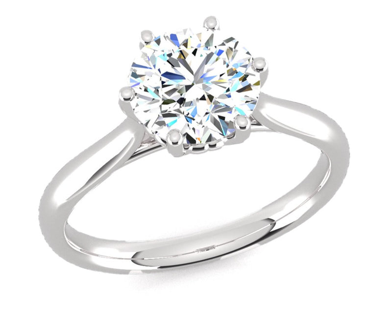 Fairtrade Silver Six Claw Lab Diamond Solitaire Engagement Ring