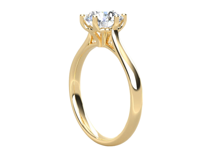Fairtrade 18ct Yellow Gold Six Claw Solitaire Lab Diamond Engagement Ring