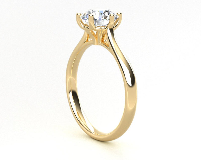 Fairtrade 9ct Yellow Gold Six Claw Solitaire Lab Diamond Engagement Ring