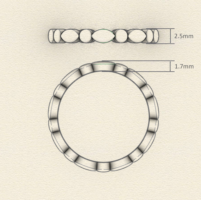Ethically-sourced Platinum WISH Scalloped Stacking Ring - Jeweller's Loupe