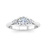 Round Brilliant and Pear Cut Diamond Trilogy Engagement Ring with Split Shoulders - Jeweller's Loupe