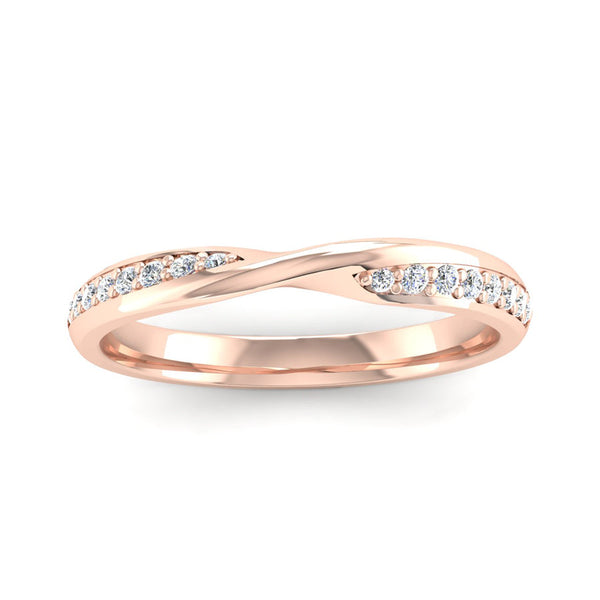 Fairtrade Rose Gold Diamond Set Twisted Wedding Ring - Jeweller's Loupe