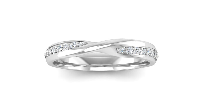 Fairtrade White Gold Diamond Set Twisted Wedding Ring