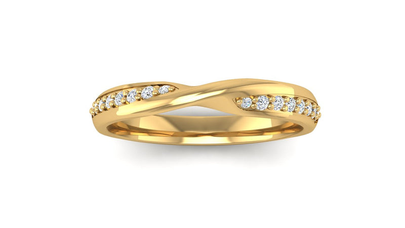 Fairtrade Yellow Gold Diamond Set Twisted Wedding Ring - Jeweller's Loupe