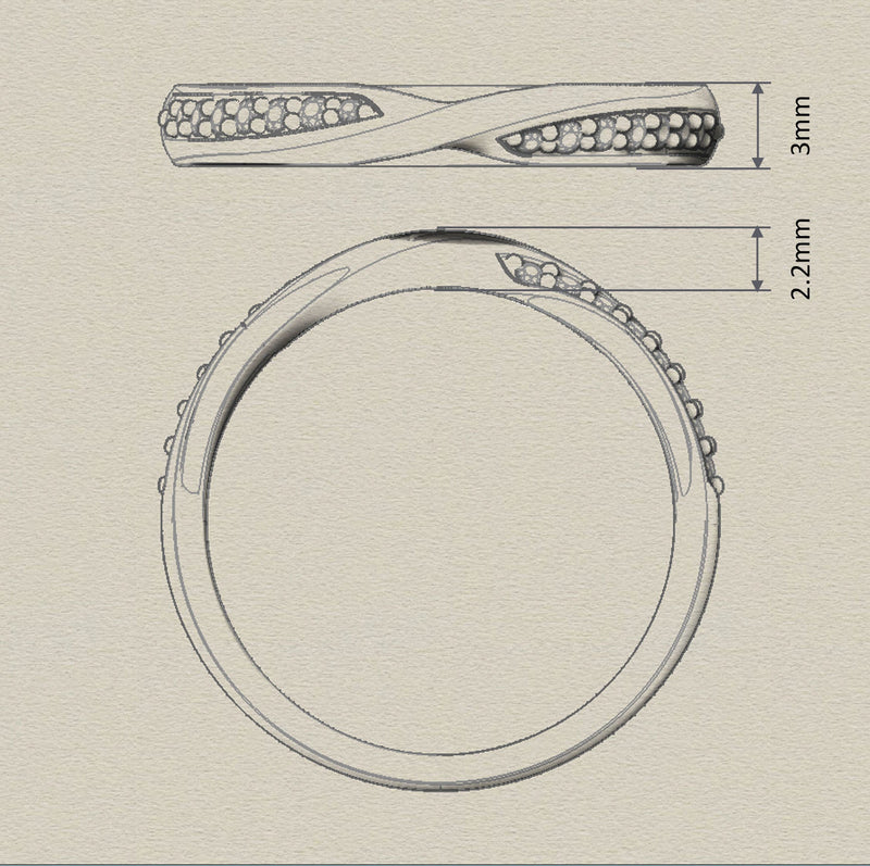 Fairtrade White Gold Lab Grown Diamond Set Twisted Wedding Ring