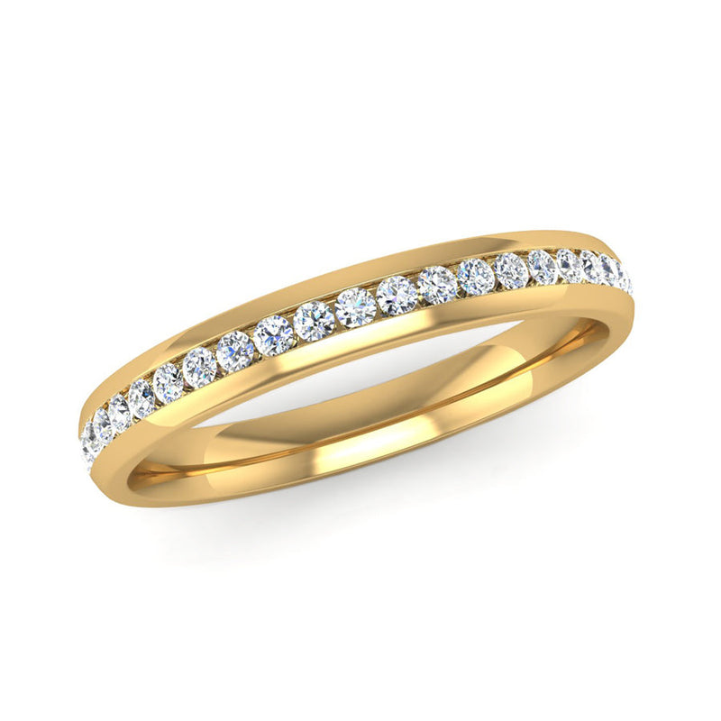 Fairtrade Yellow Gold Half Channel Set Diamond Wedding Ring - Jeweller's Loupe