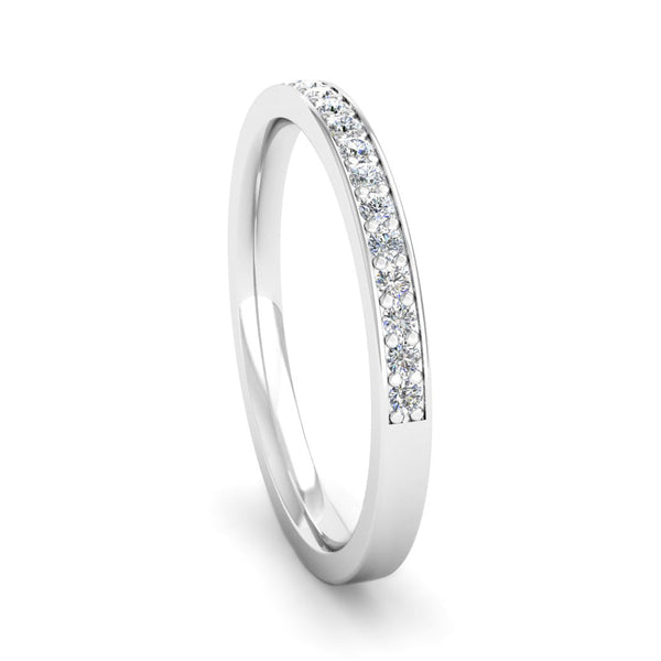 Ethically-sourced Platinum Grain Set Diamond Wedding Ring with Border - Jeweller's Loupe