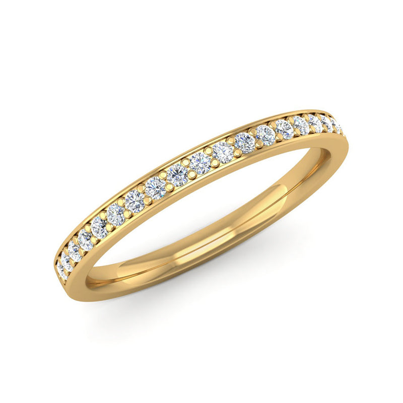 Fairtrade Yellow Gold Grain Set Diamond Wedding Ring with Border - Jeweller's Loupe