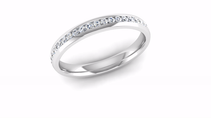 Half Channel Set Diamond Wedding Ring - Jeweller's Loupe