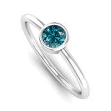 Ethically-sourced Platinum Solitaire Blue Topaz December Birthstone Ring, Jeweller's Loupe