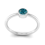 Ethically-sourced Platinum Solitaire Blue Topaz December Birthstone Ring, Jeweller's Loupe
