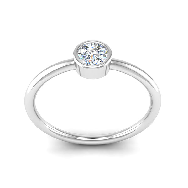 Platinum Solitaire Round Brilliant Cut Lab Diamond Birthstone Ring