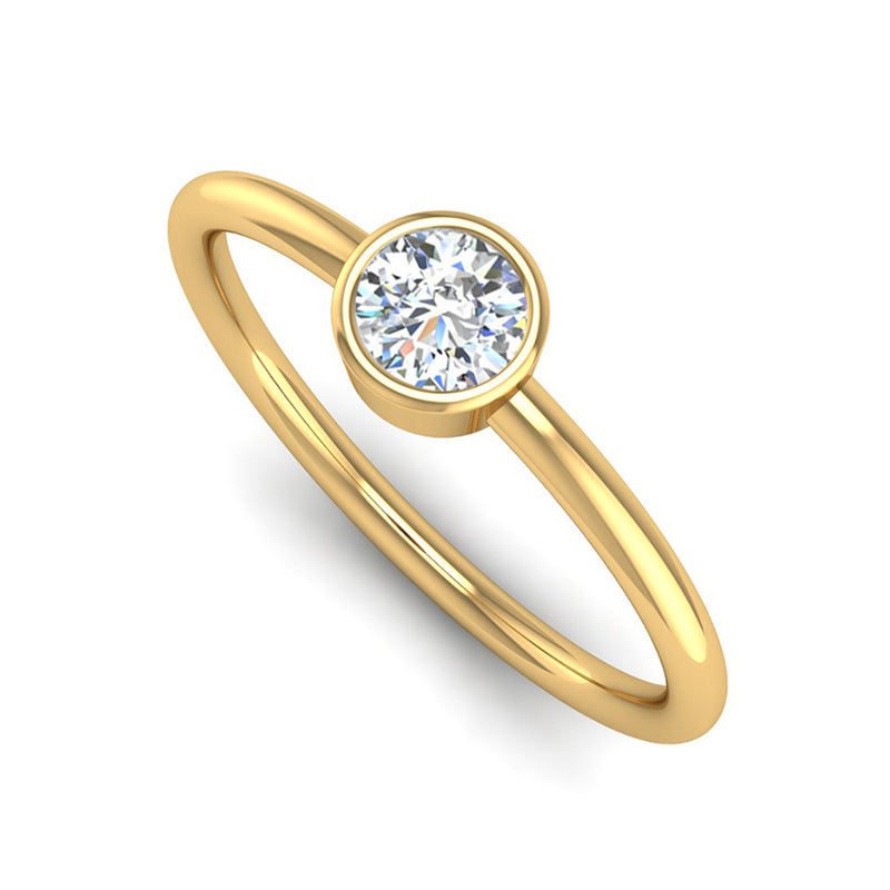 Fairtrade Yellow Gold Solitaire Round Brilliant Cut Lab Diamond Birthstone Ring