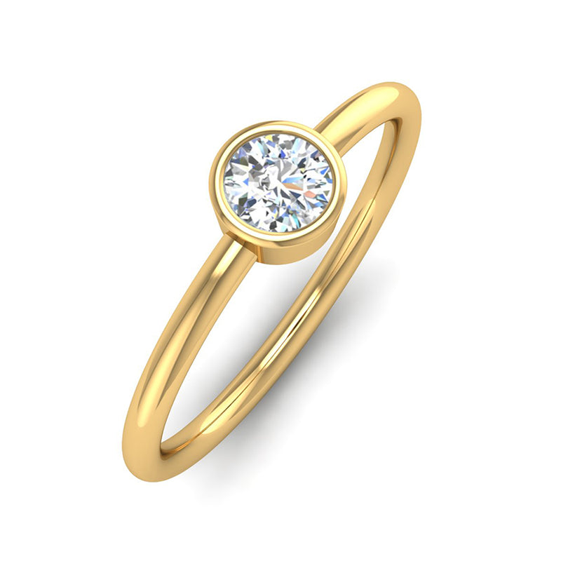 Fairtrade Yellow Gold Solitaire Round Brilliant Cut Lab Diamond Birthstone Ring