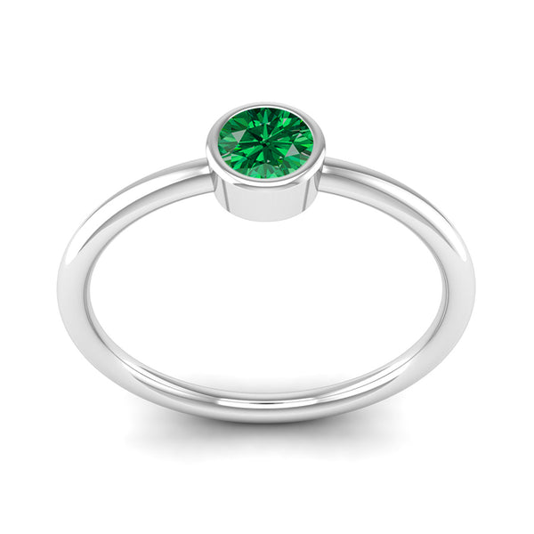 Fairtrade Silver Solitaire Emerald May Birthstone Ring
