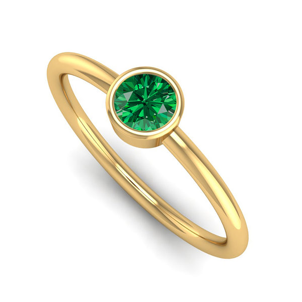 Fairtrade Yellow Gold Solitaire Emerald May Birthstone Ring